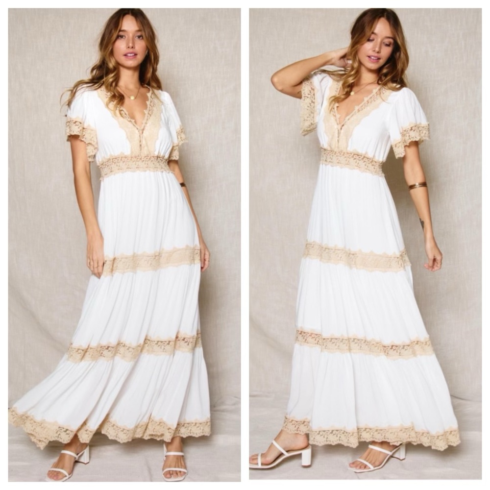 LAST ONE✨Beautiful Boho Gypsy Chic Lace Maxi Dress - Picture 2 of 5